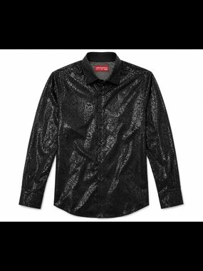 Men’s Black Shimmer Long-Sleeve Dress Shirt